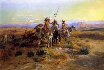 Los exploradores 1902 Charles Marion Russell Indios americanos Pinturas al óleo